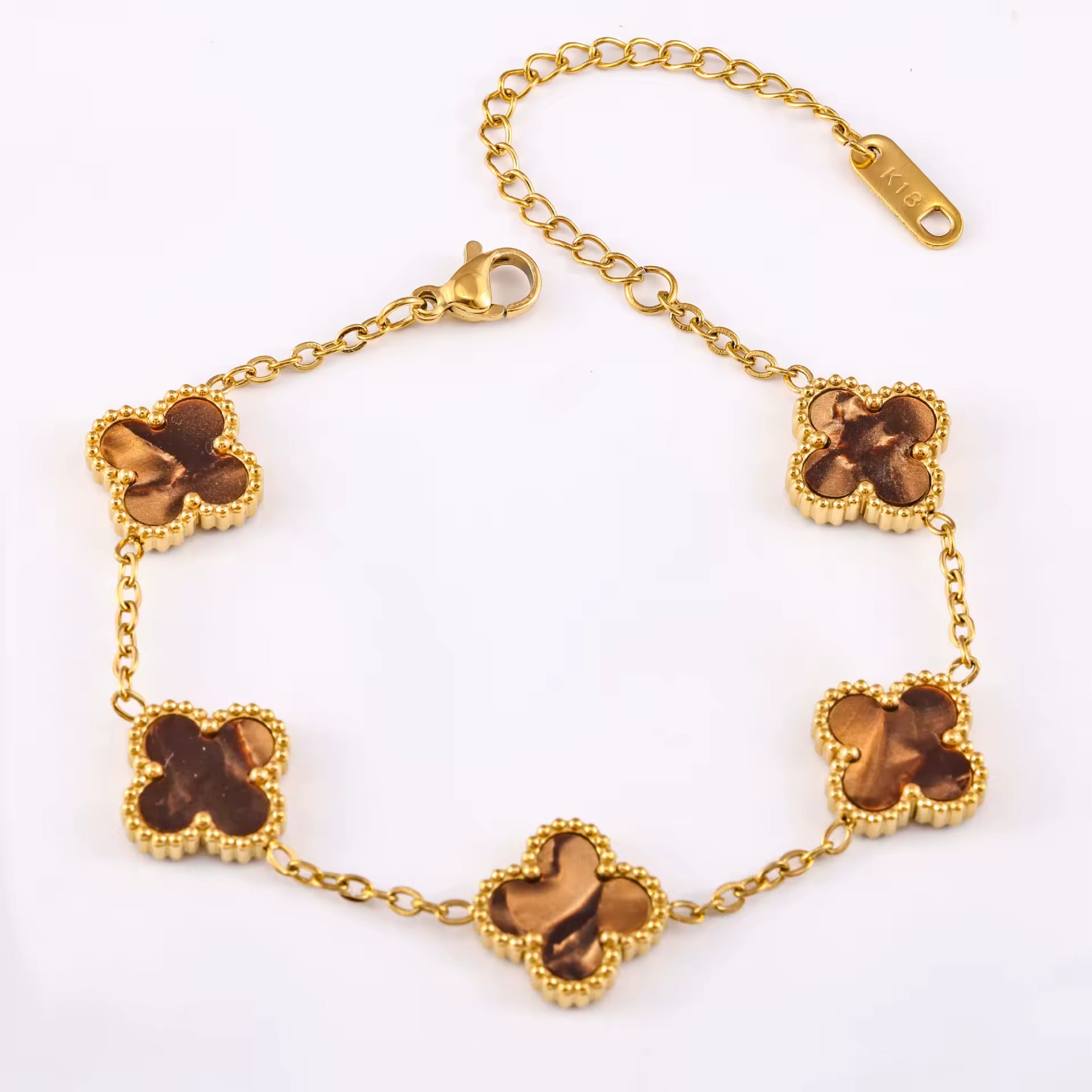 Gold 18k Plated Clover Bracelet