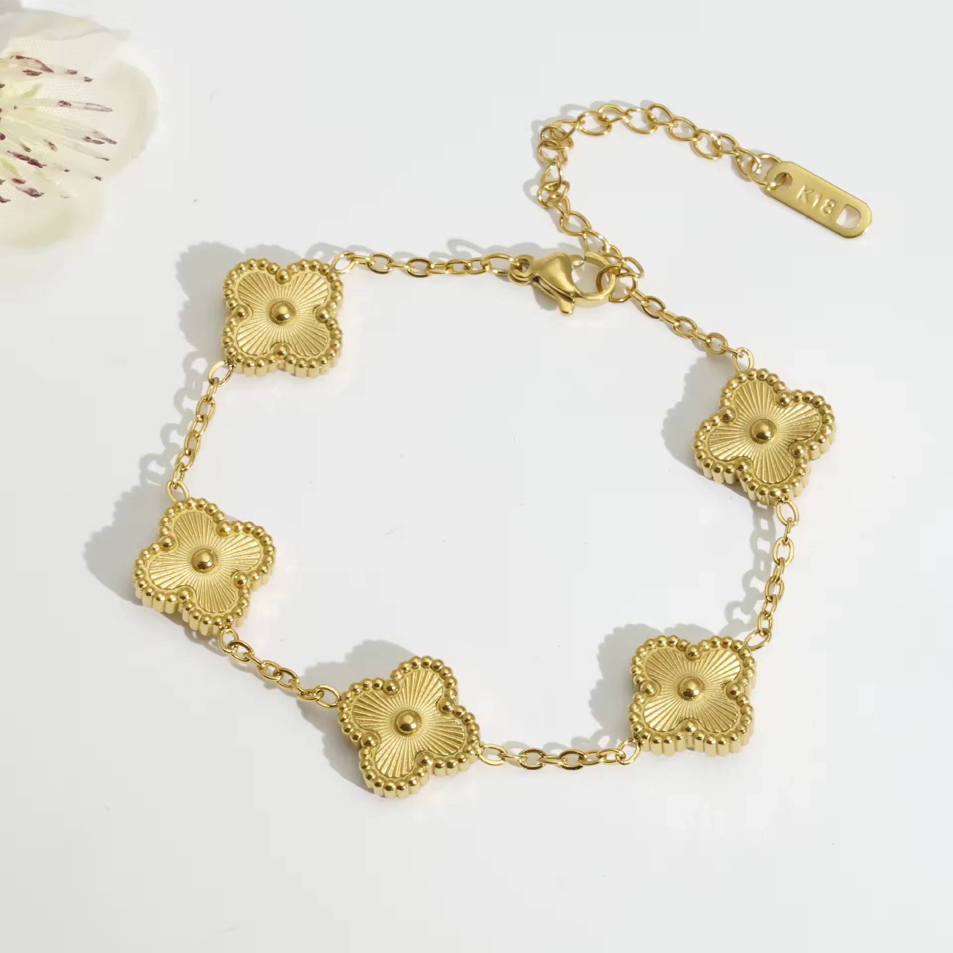Gold 18k Plated Clover Bracelet