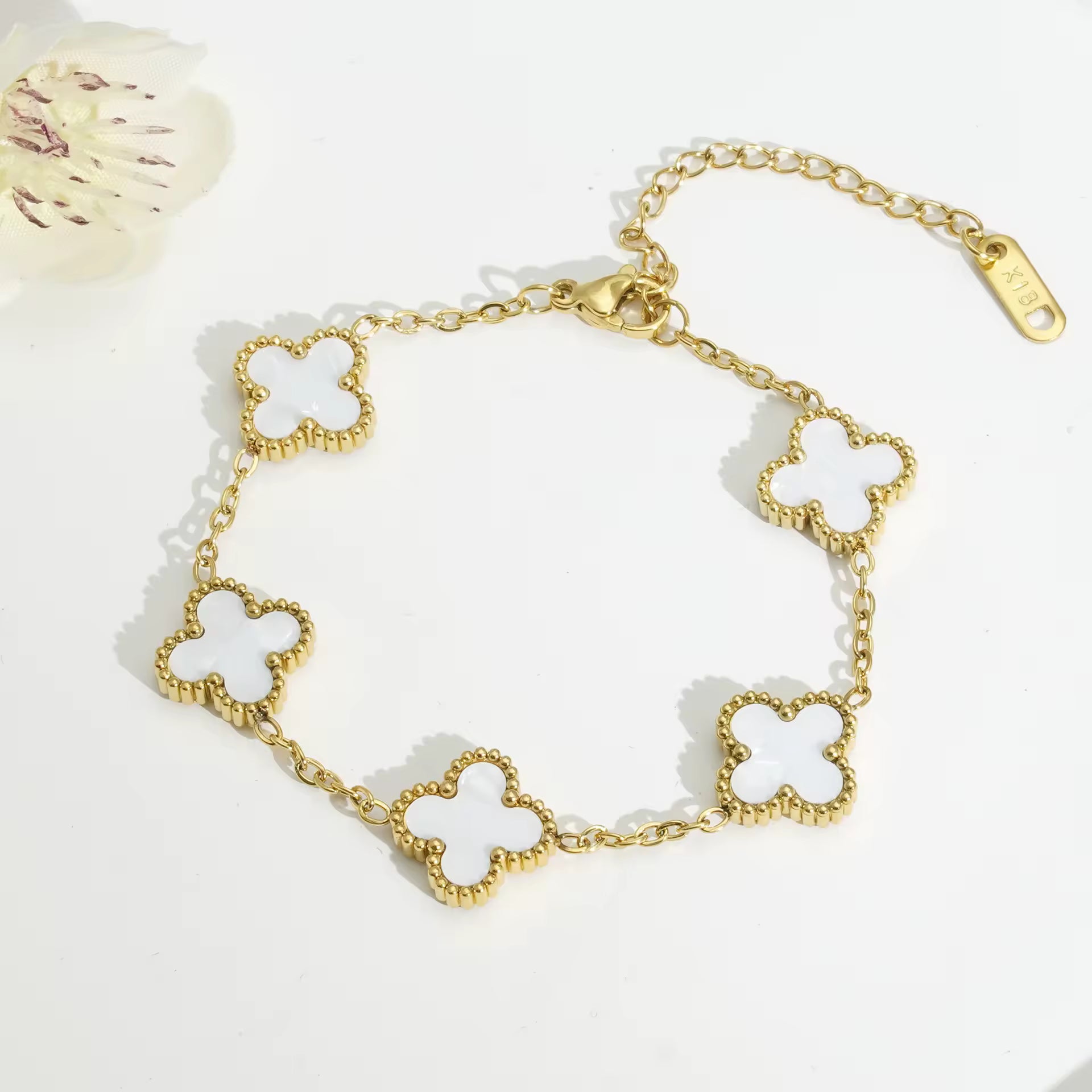 Gold 18k Plated Clover Bracelet